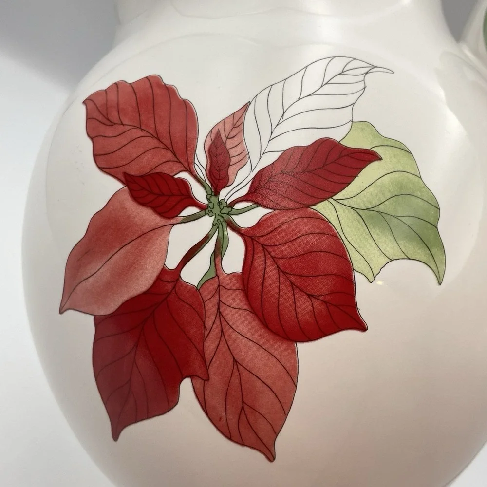 Vintage 1982‎ Block BERNARDA Portugal Poinsettia Watercolors Pitcher Christmas